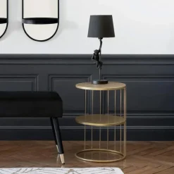 Atmosphera Salontafel Kobu - goud - metaal - rond - industrieel Discount