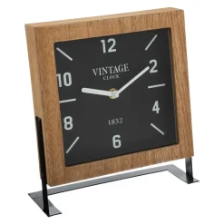 Atmosphera Tafelklok Swiss op standaard - bruin/zwart - D20 cm Discount