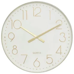 Atmosphera Wandklok Mondello - D51 cm - kunststof - wit/goud New