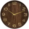 Atmosphera Wandklok/muur klok - Woody - Dia 55 cm - hout - bruin