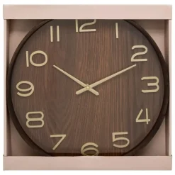 Atmosphera Wandklok/muur klok - Woody - Dia 38 cm - hout - bruin