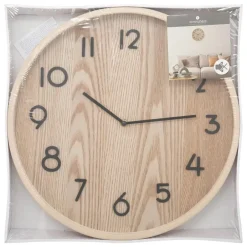 Atmosphera Wandklok/muur klok - Woody - Dia 38 cm - hout - beige Sale