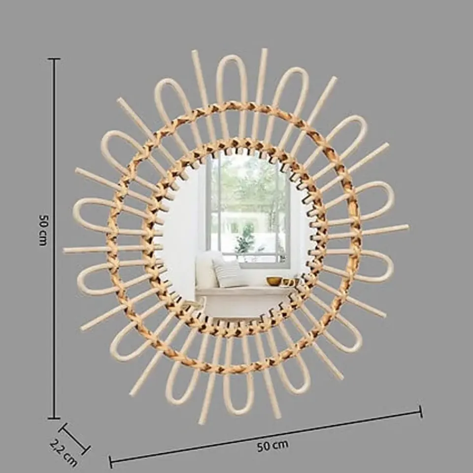 Atmosphera Wandspiegel Sun - Boho/ibiza stijl - rotan - 50 cm New