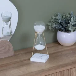 Atmosphera Zandloper - decoratie/tijd - 15 minuten - wit zand Discount