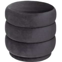 Atmosphera zit Poef - hout/stof - donkergrijs - 40 x 40 cm Hot