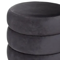 Atmosphera zit Poef - hout/stof - donkergrijs - 40 x 40 cm Hot