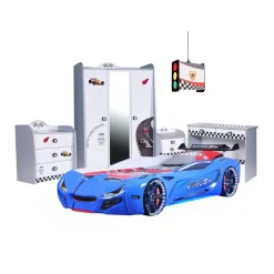 Merkloos Autobed - Racebed - Kinderbed - Street Racer - 236x119x68 cm - Blauw Best