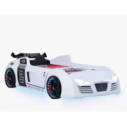 Merkloos Autobed - Racebed - Met LED en sounds - V8 Sport - 239x127x72 cm - Wit New