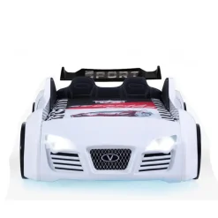 Merkloos Autobed - Racebed - Met LED en sounds - V8 Sport - 239x127x72 cm - Wit New