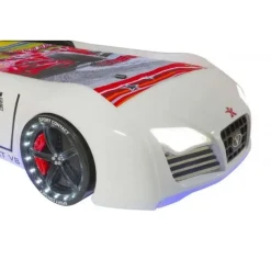 Merkloos Autobed - Racebed - Met LED en sounds - V8 Sport - 239x127x72 cm - Wit New