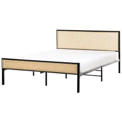 Beliani AVANTON - Tweepersoonsbed - Zwart - 140 x 200 cm - PE rotan Outlet