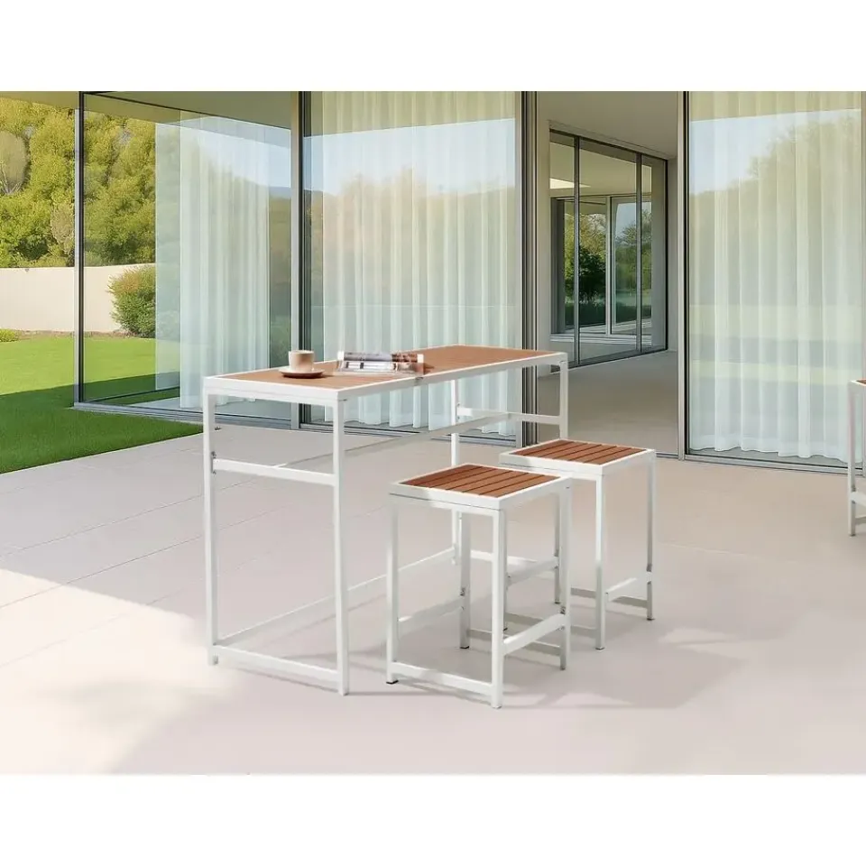 Beliani AVETRANA - Tuintafel - Wit - 150 x 50 cm - Staal Discount