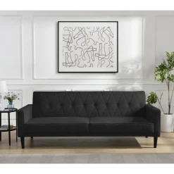 Dorel Home Avon - Slaapbank 3-zits in antraciet ribstof Clearance