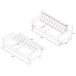 Dorel Home Avon - Slaapbank 3-zits in antraciet ribstof Clearance