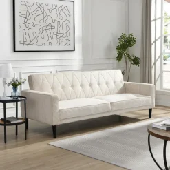 Dorel Home Avon - 3-zits slaapbank in crèmekleurige stof