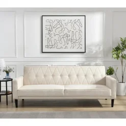 Dorel Home Avon - 3-zits slaapbank in crèmekleurige stof