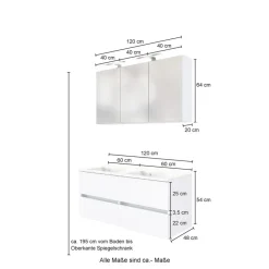 Held Badkamercombinatie Luna 2-delig 120cm - grafiet/eik Best