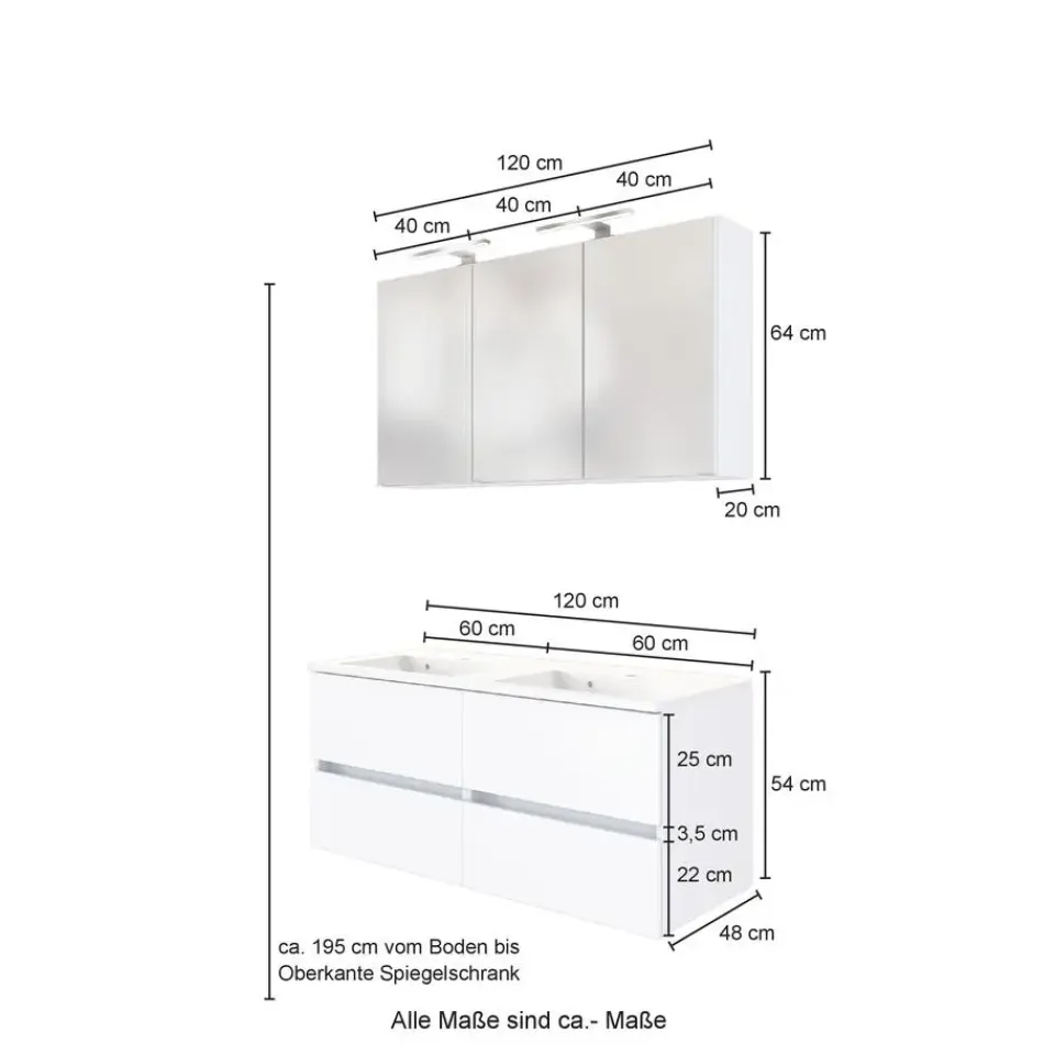 Held Badkamercombinatie Luna 2-delig 120cm - grafiet/eik Best