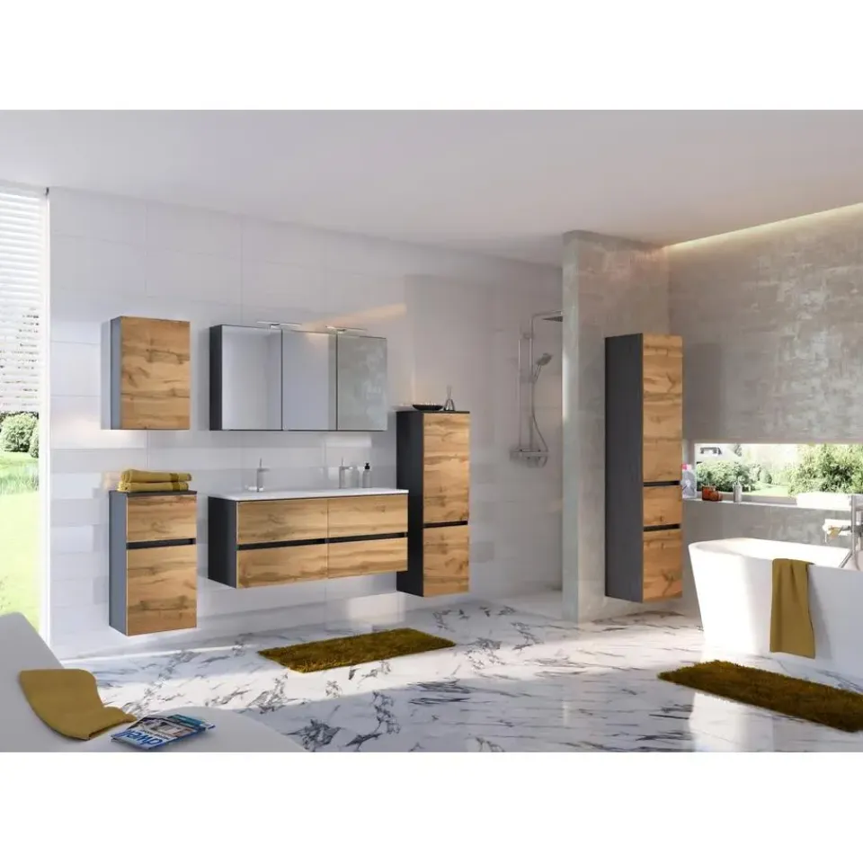 Held Badkamercombinatie Luna 2-delig 120cm - grafiet/eik Best