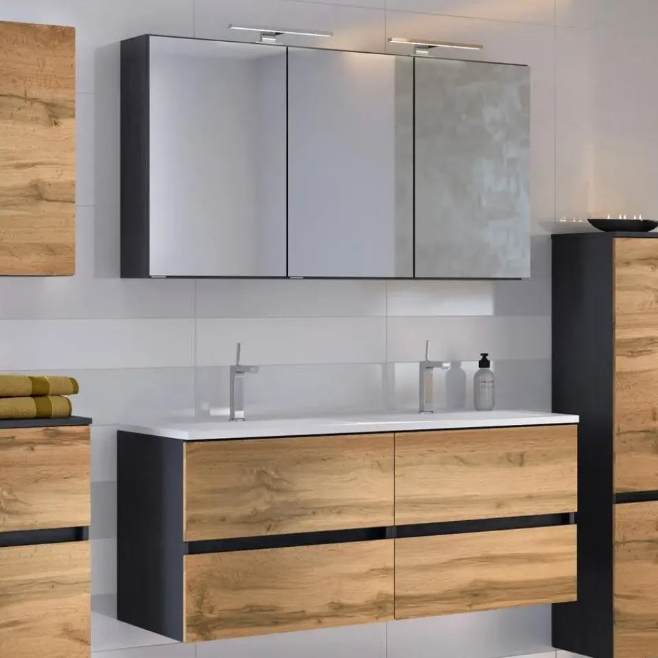 Held Badkamercombinatie Luna 2-delig 120cm - grafiet/eik Best