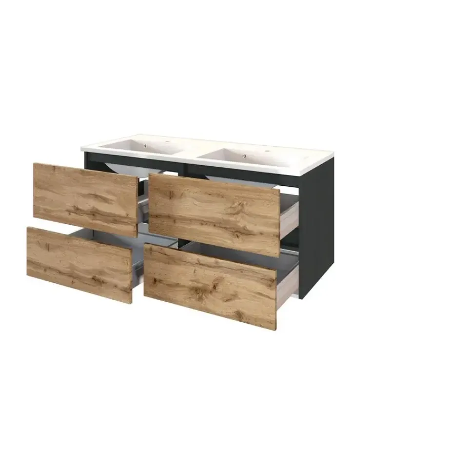 Held Badkamercombinatie Luna 2-delig 120cm - grafiet/eik Best