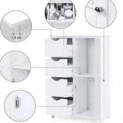Bobbel Home Badkamerkast - 4 Lades - MDF - Wit Hot
