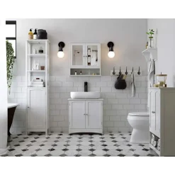 ACAZA Badkamerkast met twee spiegels - 56x13x58 cm - wit Sale