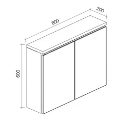Badplaats Badkamerkast Paso 80 x 20 x 60 cm - Zwart - Spiegelkast Badkamer Outlet