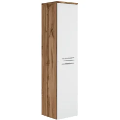 Badplaats Badkamerkast Saturnus 35 x 35 x 130 cm - Eiken met Wit - Hangende Best