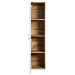Badplaats Badkamerkast Saturnus 35 x 35 x 130 cm - Eiken met Wit - Hangende Best