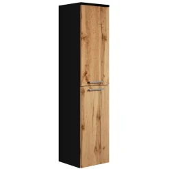 Badplaats Badkamerkast Saturnus 35 x 35 x 130 cm - Eiken met Zwart - Hangende Online