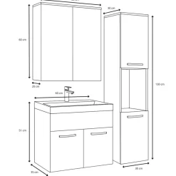 Badplaats Badkamermeubel Set Montreal 60 cm - Zwart Hoogglans - Badmeubel met Online
