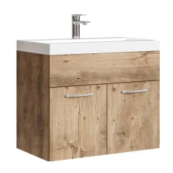 Badplaats Badkamermeubel Montreal 60 x 35 cm – Kastanje Eiken – Wastafel met Best