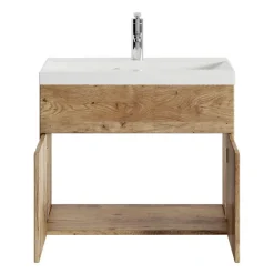 Badplaats Badkamermeubel Montreal 60 x 35 cm – Kastanje Eiken – Wastafel met Best