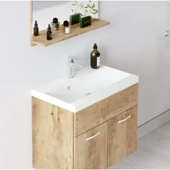 Badplaats Badkamermeubel Montreal 60 x 35 cm – Kastanje Eiken – Wastafel met Best