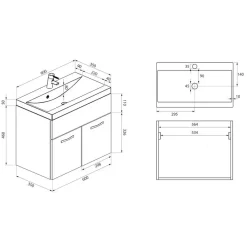Badplaats Badkamermeubel Montreal 60 x 35 cm – Kastanje Eiken – Wastafel met Best