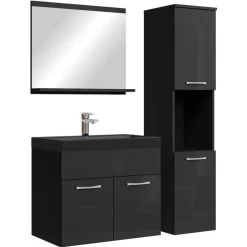 Badplaats Badkamermeubel Set Montreal 60 x 35 cm - Hoogglans Zwart - Badmeubel Clearance