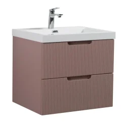 Badplaats Badkamermeubel Set Thermis 60cm - Roze - Badmeubel met Wastafel Outlet