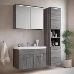Badplaats Badkamermeubel Set Paso 80 x 40 cm - Grijs Eiken - Badmeubel met Sale