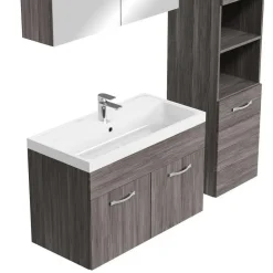 Badplaats Badkamermeubel Set Paso 80 x 40 cm - Grijs Eiken - Badmeubel met Sale