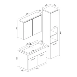 Badplaats Badkamermeubel Set Paso 80 x 40 cm - Grijs Eiken - Badmeubel met Sale