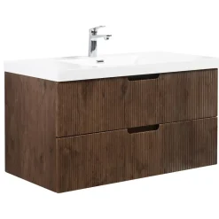 Badplaats Badkamermeubel Set Thermis 100cm - Walnoot Bruin - Badmeubel met Online