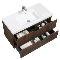 Badplaats Badkamermeubel Set Thermis 100cm - Walnoot Bruin - Badmeubel met Online