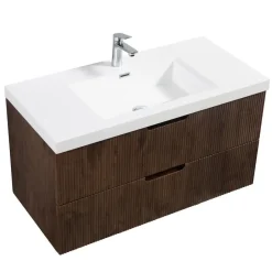 Badplaats Badkamermeubel Set Thermis 100cm - Walnoot Bruin - Badmeubel met Online