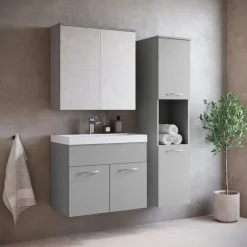 Badplaats Badkamermeubel Set Montreal 60 cm - Mat Grijs - Badmeubel met Outlet