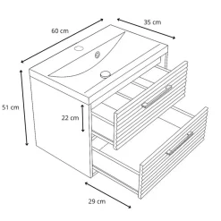 Badplaats Badkamermeubel Set Etna 01 60 cm – Eiken – Hangend Wastafelmeubel met Online