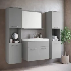 Badplaats Badkamermeubel Set Montreal XL 60 x 35 cm - Mat Grijs - Badmeubel met Sale