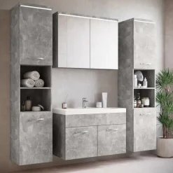 Badplaats Badkamermeubel Set Paso XL 80 x 40 cm - Beton Grijs - Badmeubel met New