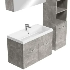 Badplaats Badkamermeubel Set Paso XL 80 x 40 cm - Beton Grijs - Badmeubel met New