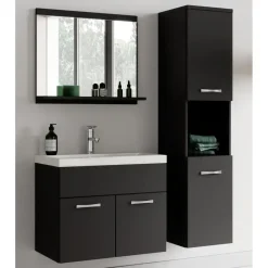 Badplaats Badkamermeubel Montreal Set 02 60 x 35 cm - Mat zwart - Badmeubel met New